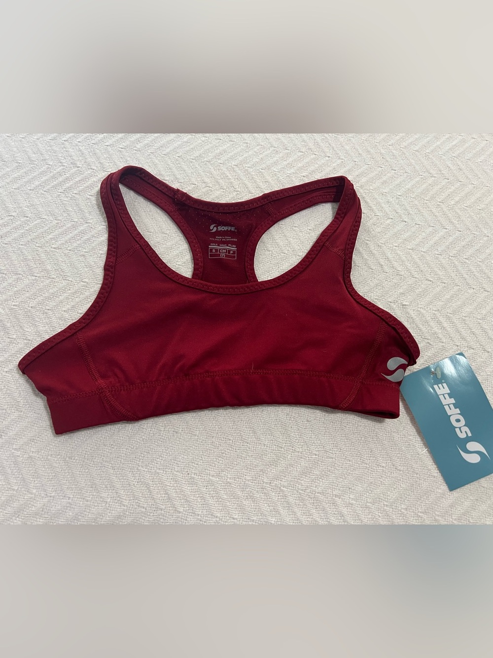 Soffe Deep Maroon Racerback Sports Bra girls size S(7)